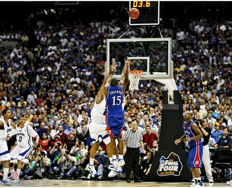 Mario Chalmers Jayhawks UnSign 08 NCAA Men's National Champship Tie Shot Photo Cover