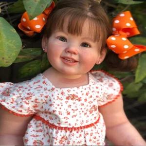 28" Finished Reborn Baby Doll Toddler Girl Hand-Rooted Long Hair Cloth Body Gift - Picture 1 of 4