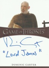 Game of Thrones Season 8: Dominic Carter "Lord Janos" Inscription Autograph Card