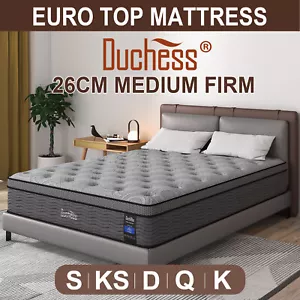 QUEEN DOUBLE KING SINGLE Mattress Bed Euro Top Pocket Spring Medium Firm Foam - Picture 1 of 18