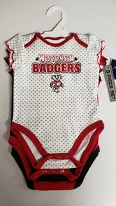 University of Wisconsin Badgers Team Athletics Baby Body Suit Set of 3 6-9 Mon - Picture 1 of 5