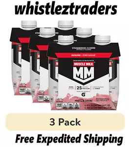 12 Pk Muscle Milk Genuine Protein Shake Strawberries 'n Crème, 11 fl oz Carton, - Picture 1 of 1