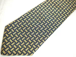 Harvie & Hudson Knightsbridge Mens Necktie Tie Blue Gold Checkered 100% Silk 59" - Picture 1 of 4