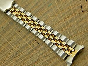Vintage Speidel NOS Watch Band Deployment 2 Tone Stainless 13mm Unused Bracelet