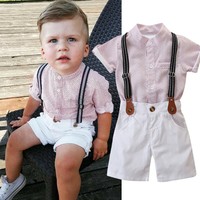 Summer Toddler Kids Baby Boys Outfits Shirt + Shorts Pants Gentleman Party Suit
