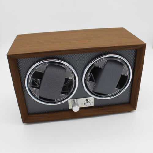 Wooden Automatic Watch Winder 2 Slot With LED Lights 