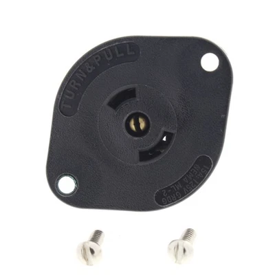 ArrowHart 7596N Black ML2-R Midget Locking Flanged Outlet Plug 15A 125/250V 2P3W - Image 1 of 4