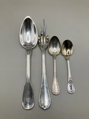 LOTE DE CUBIERTOS CHRISTOFLE CHAPADOS EN PLATA CHINON VINTAGE 2 CUCHARAS 1 TENEDOR Foto 1 de 4