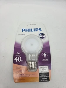 Philips SlimStyle 8W 40W Equivalent Dimmable LED Light Bulb Soft White - Picture 1 of 2