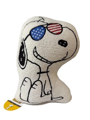 Peanuts Snoopy USA American Flag Sunglasses 4th of July Summer Throw Pillow NEW - Image 1 of 2