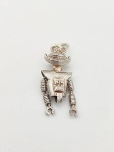 Vintage 925 Sterling Silber Roboter Charm Anhänger  - Bild 1 von 3