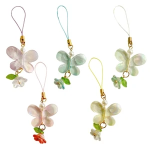 Sweet Flower Butterfly Bead Pendant Phone Straps Lanyard Pocket Keychain Strap - Photo 1 sur 12