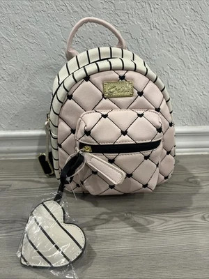 Mini Mochila Cartera Luv Betsy Betsy Johnson Blanco Rosa Corazón Foto 1 de 4