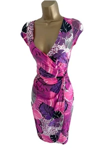 Jane Norman purple & pink floral print dress Size 8 10 - Picture 1 of 7