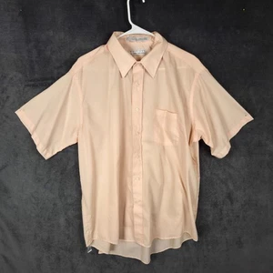 Editions By Van Heusen Shirt Men 17.5 Peach Short Sleeve Button Up - Picture 1 of 8