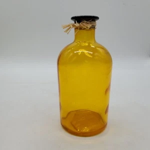 Amber Bottle With Black Rim Made in Spain 5.5"H Decor Piece READ - Picture 1 of 11