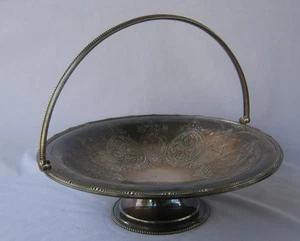 Bandeja de cuenco británica plateada con mango de H W & Company ricamente ornamentada - Imagen 1 de 12