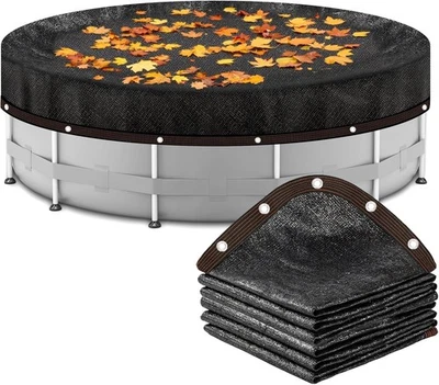 🔥Cubiertas de piscina de red de hojas redondas de 18 pies para piscinas sobre el suelo, cubierta de malla NEGRA Y MARRÓN🔥 Foto 1 de 4