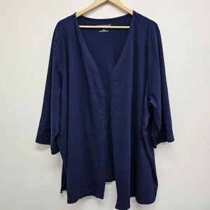Catherines Suprema Collection Open Front Cardigan Sz 3X 26/28W Stretch Navy Blue - Picture 1 of 8