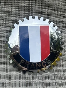 France Car Badge Chrome Enamel Auto Emblem with French Flag Collectible - Picture 1 of 5