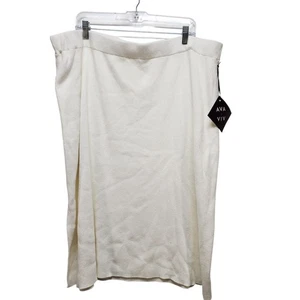 Ava & Viv Damen Rippstrick Midirock Übergröße 3X weiß Stretch Gummibund - Bild 1 von 8