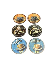 NEU Holz Runde Untersetzer 6er Set Kaffee - Bild 1 von 3