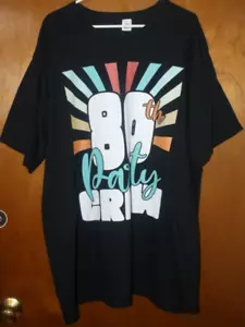 Unisex T-Shirt Mens Womens Size 3XL SS Black "80TH Party Crew " Atleisure NWT - Picture 1 of 4