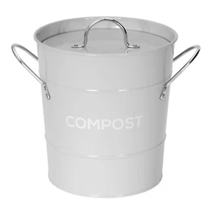 Light Grey Compost Caddy with inner bucket - Kitchen Compost Bin - Metal Pail - Picture 1 of 6
