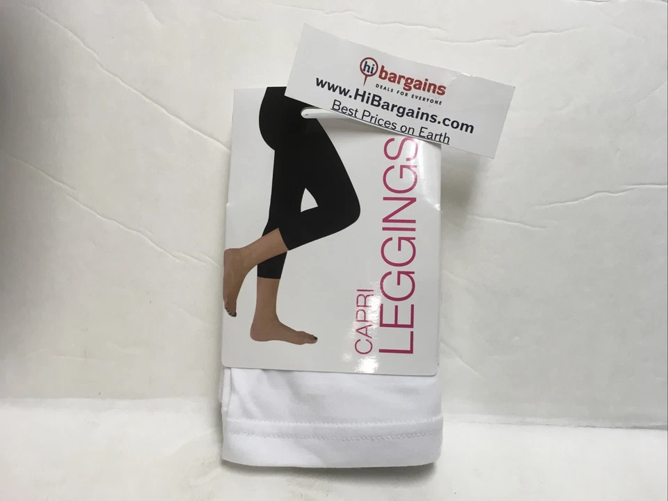 MUJER BLANCO CAPRI LEGGINGS, TALLAS SURTIDAS, MEZCLA ALGODÓN Y SPANDEX NUEVO EN PAQUETE Foto 1 de 2