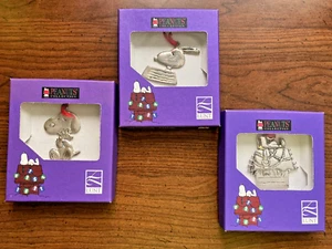 Snoopy Peanuts Ornaments Set of 3 Boxed NEW 2000 Lunt - Picture 1 of 4