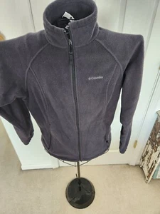 COLUMBIA FULL ZIP FLEECE JACKET Womens Size Medium Black Pockets Casual Outdoor - Picture 1 of 4