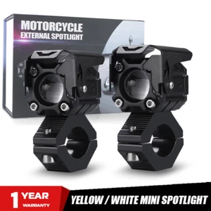 2x LED Spot Light Auxiliary Motorcycle Headlight Driving Fog Lamp Yellow White - Bild 1 von 11