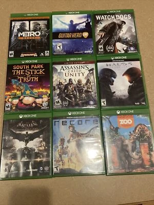 Lote de 9 juegos Xbox One paquete en fundas South Park Halo 5 Batman Metro juegos de grabación Foto 1 de 4