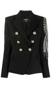 Stunning BALMAIN women’s Black Embellished blazer jacket.sz 38.£2500+ - Picture 1 of 11