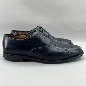 Allen Edmonds Dryden Medallion Shoes Men Size 9.5 D Black Leather Cap Toe Oxford - Picture 1 of 11