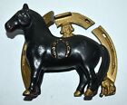 Vintage Cast Iron BUSTER BROWN & TIGE Good Luck Horse Horseshoe Still Coin Bank