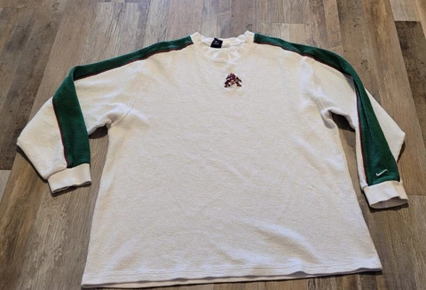 Vintage Phoenix Coyotes Nike Sweatshirt Thermal Mens XXL 2XL Green Maroon Green Cover