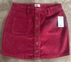 Girls SO Burgundy Skirt Button Up Skirt Size 16 - Picture 1 of 6