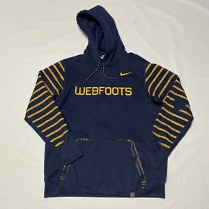 Nike Oregon Ducks Adult Webfoots Hoodie Sweatshirt Therma Fit Blue Yellow Size M - Picture 1 of 21