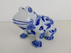 Bella Casa by Ganz Blue and White Ceramic Frog Figurine - Picture 1 of 8
