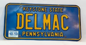 Pennsylvania License Plate Keystone State DELMAC - Blue / Yellow 2010 TAGS - Picture 1 of 4