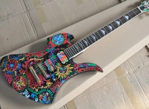Pickup HH Chitarra Elettrica Forma Insolita Hardware Oro 24 Tasti - Foto 1 di 5