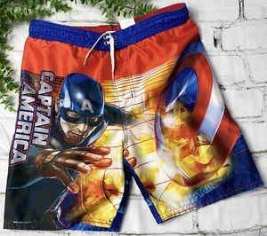 Marvel Captain America Swim Trunks Board Shorts Boys 10/12 - Picture 1 of 5