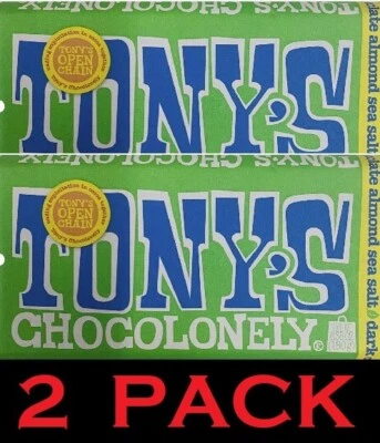 2x Tony's Chocolonely Dark Chocolate Almond Sea Salt 6.35 oz Candy Bar - 2 PACK - Image 1 of 3