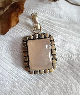 Colgante de cuarzo rosa plateado amor y cristal curativo joyería Foto 1 de 4