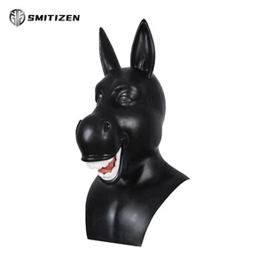 Smitizen Black Silicone Realistic Donkey Mask Monster Costumes for Halloween Cos - Picture 1 of 11