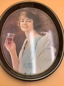 Coca-Cola 1973 Oval Tray Lady Drinking Glass of Coke 1928 Reproduction - Picture 1 of 15