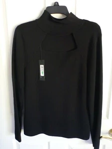 Donna Karan New York DKNY Black Wool Sweater SZ L NWT Original $250 MSRP BinN04 - Picture 1 of 4