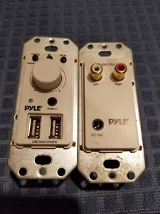 Pyle In-Wall Bluetooth Audio Receiver Dual USB Charger + AUX-Input - White - Picture 1 of 2