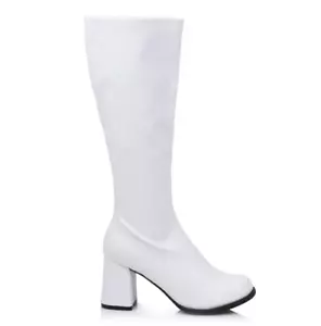 Blanco Go Go Bailarina Años 60 Mod Años 70 Hippie Hasta la Rodilla Mujer Disfraz Botas 6 7 8 9 10 - Imagen 1 de 21